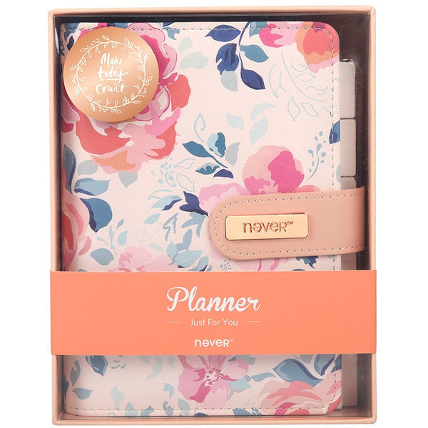 A6 Premium Leather Binder Floral Planner with Refillable Inserts