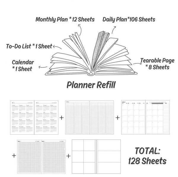 A6 Hobo-Style Flannel Planner with Refillable Notebook
