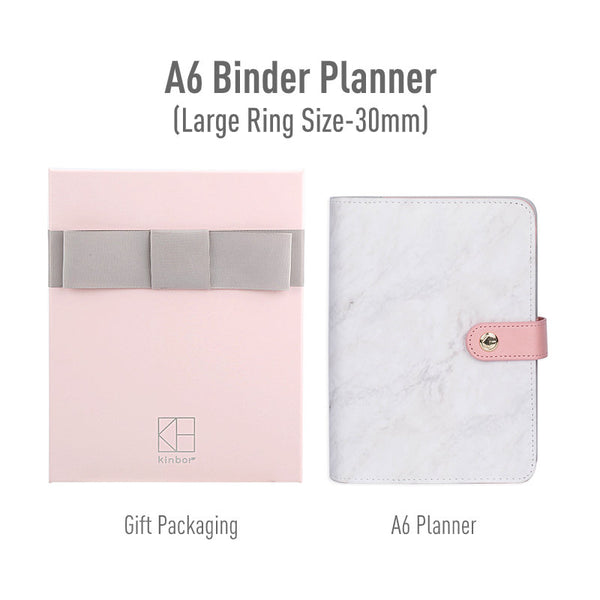 A6 Large-Ring (30mm) Leather Binder Planner with  Refillable Inserts