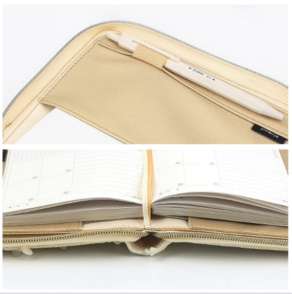 A6 Zippered Planner with Refillable Notebook (White Butterfly)