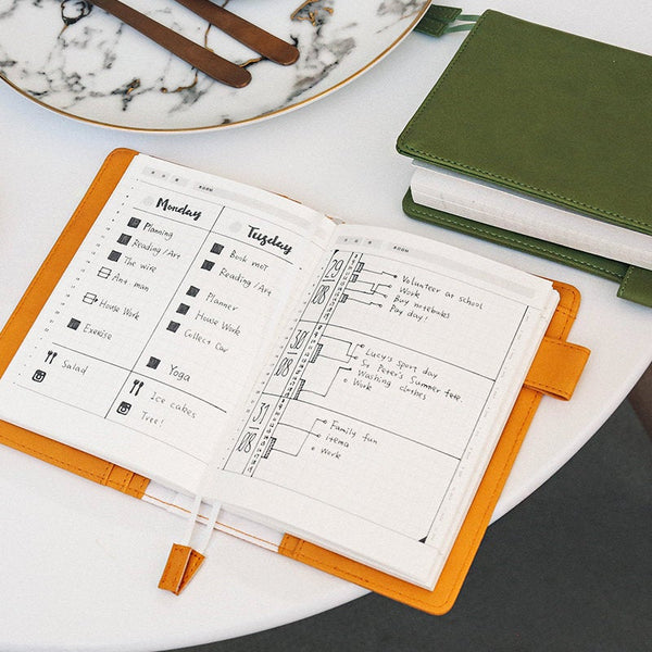 A5/A6 Hobo-Style Leather Planner with Refillable Notebook