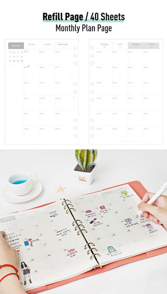 B5 Large Denim Binder Planner with Refillable Inserts