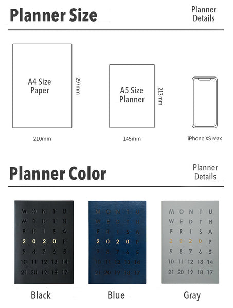 A5 Year 2020 Daily Planner (320 Pages)