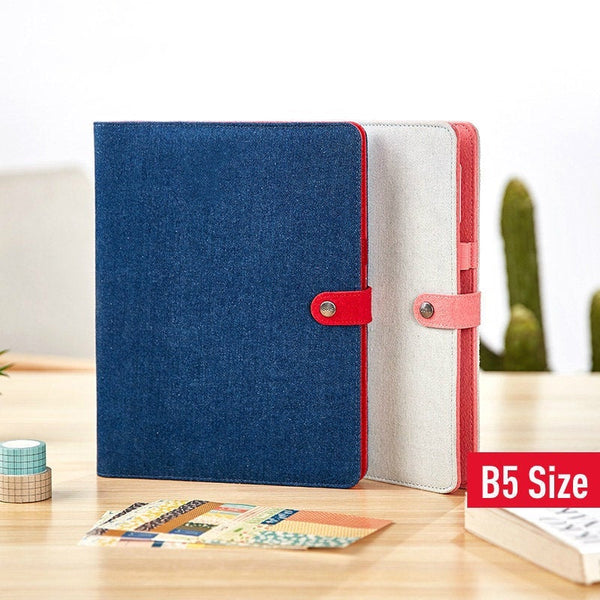 B5 Large Denim Binder Planner with Refillable Inserts