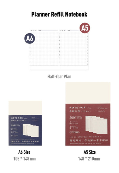 A5/A6 Hobo-Style Leather Planner with Refillable Notebook