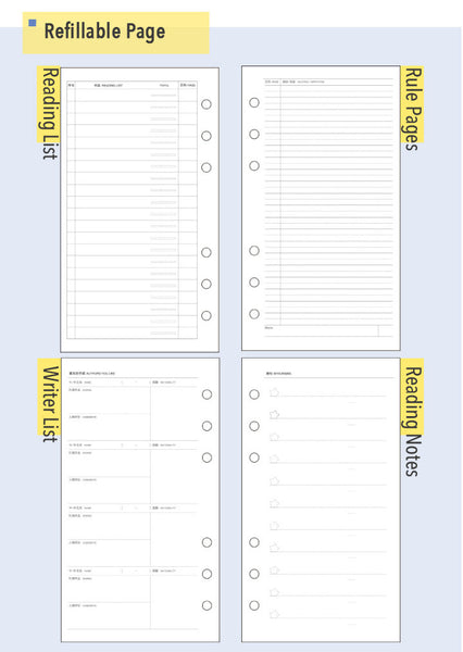 A6 Large-Ring Binder Planner with Cotton Cover and Refills