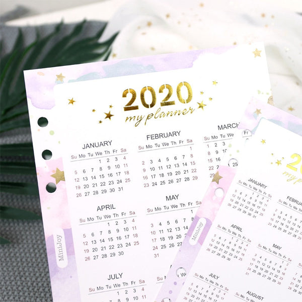 A5/A6 Year Calendar 2020 Binder Planner Refill / Divider