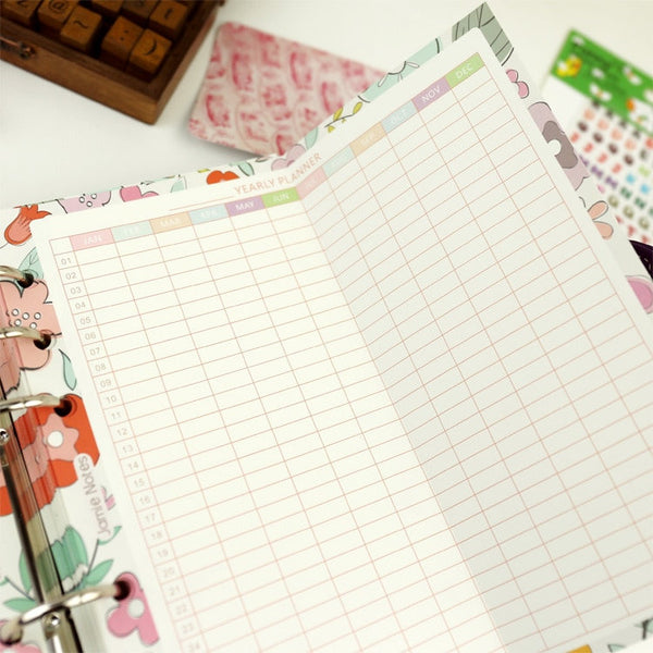 A5/A6 Yearly Plan Two-Fold Binder Planner Refills (5 Sheets)