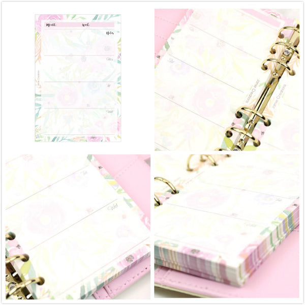 A5/A6 Floral Weekly Plan Binder Planner Refills (40 Sheets)