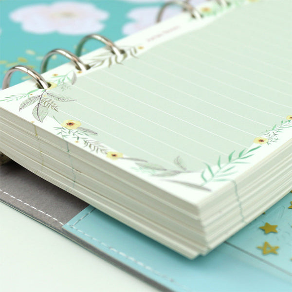 A5/A6 Floral Ruled Line Binder Planner Refills (40 Sheets)