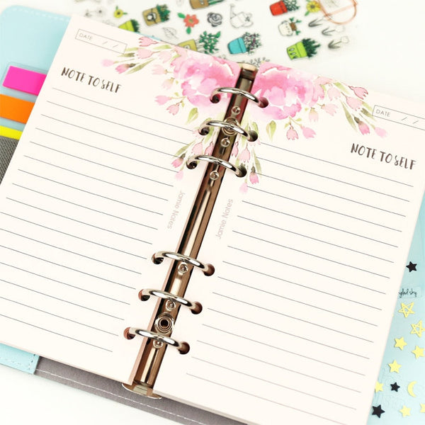 A5/A6 Floral Ruled Line Binder Planner Refills (40 Sheets)