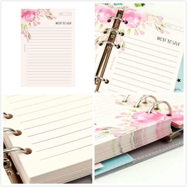 A5/A6 Floral Ruled Line Binder Planner Refills (40 Sheets)