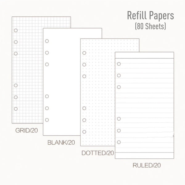 A5/A6 Premium Leather Binder Planner with Refillable Inserts