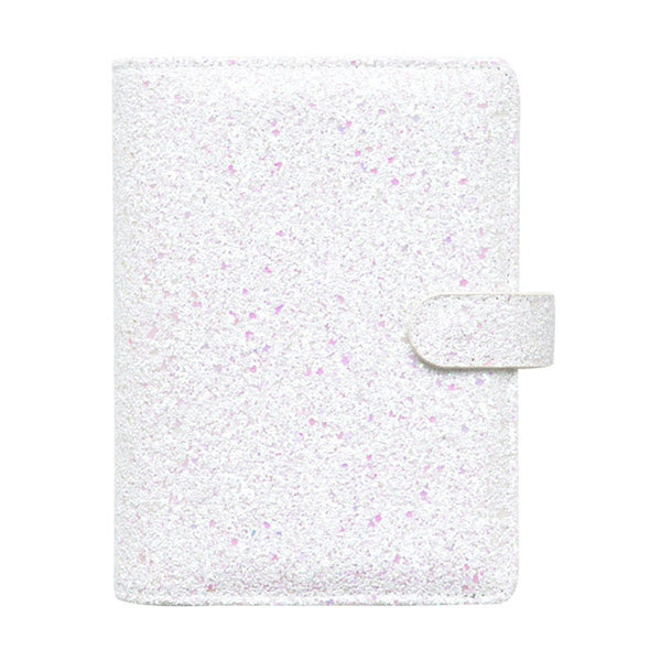 A6/A7 White Glitter Leather Binder Planner with Refillable Inserts