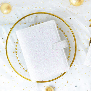A6/A7 White Glitter Leather Binder Planner with Refillable Inserts