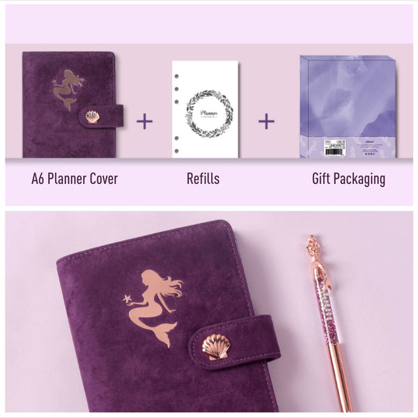 A6 Flannel & Leather Binder Wedding Planner with Refillable Inserts