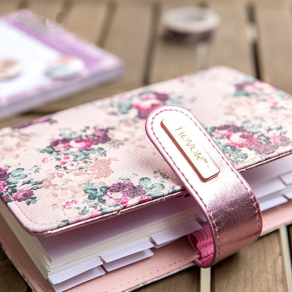 A6 Floral Leather Binder Planner with Refillable Inserts