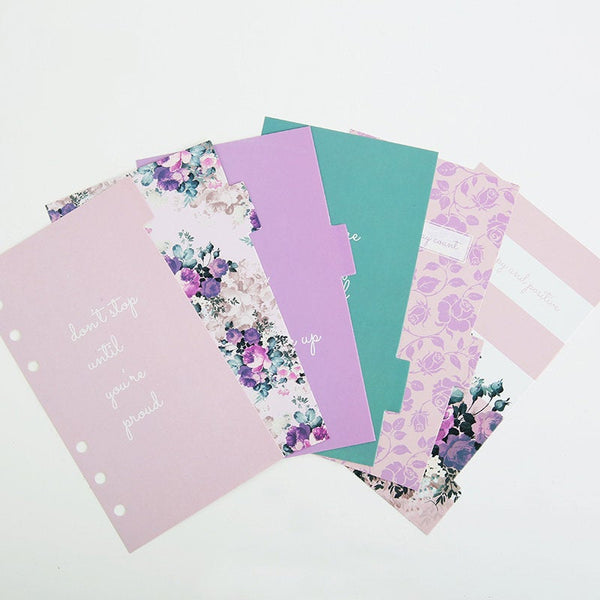A6 Planner Laminated Divider (Set of 6)