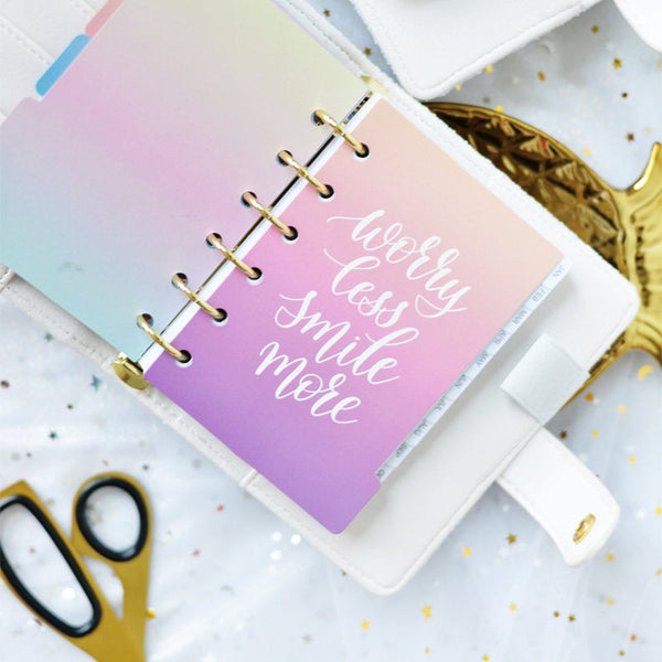 A6/A7 White Glitter Leather Binder Planner with Refillable Inserts