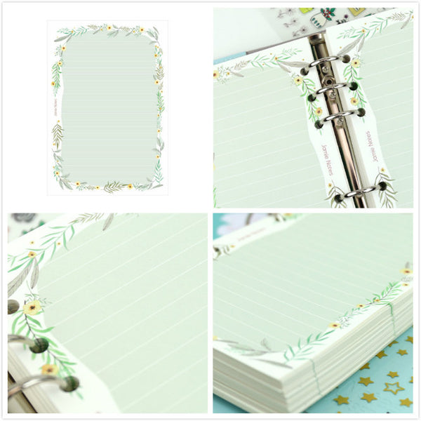 A5/A6 Floral Ruled Line Binder Planner Refills (40 Sheets)