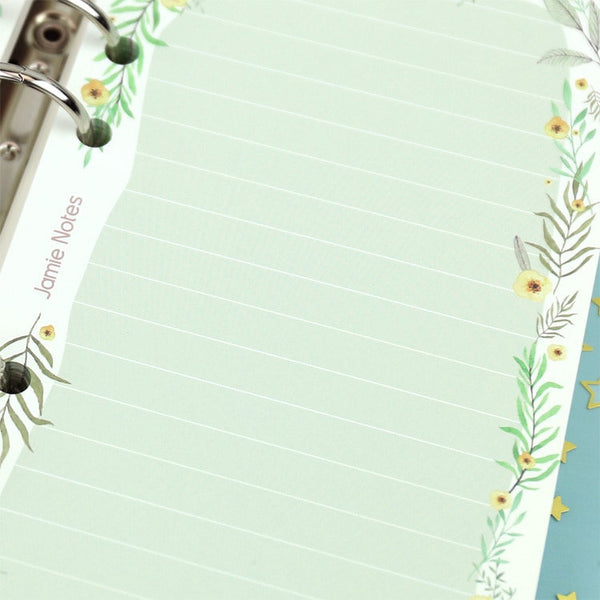 A5/A6 Floral Ruled Line Binder Planner Refills (40 Sheets)