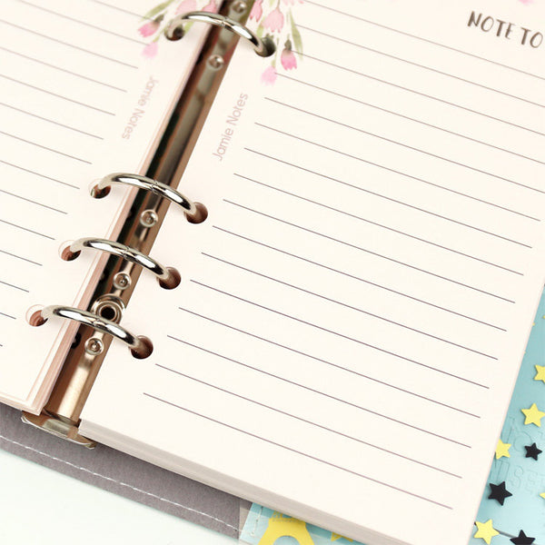 A5/A6 Floral Ruled Line Binder Planner Refills (40 Sheets)