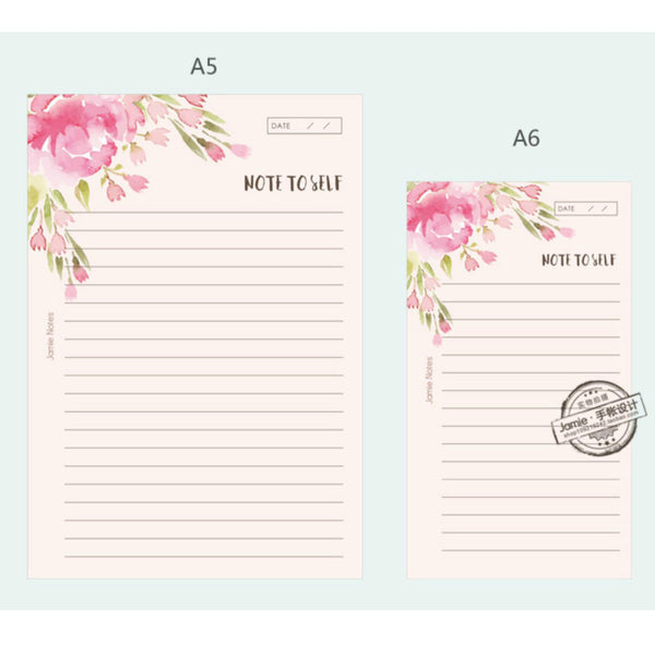 A5/A6 Floral Ruled Line Binder Planner Refills (40 Sheets)