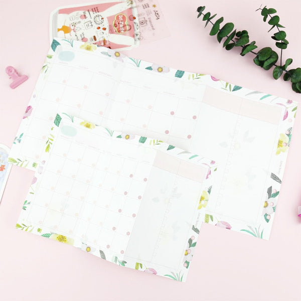 A5/A6 Floral Monthly Three-Fold Binder Planner Refills (20 Sheets)