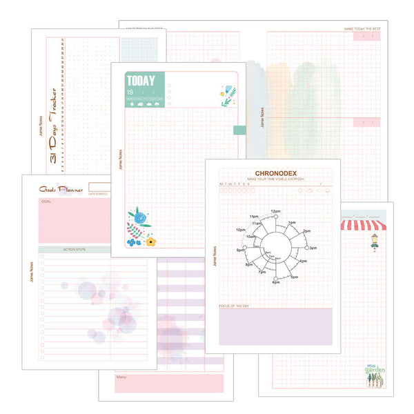 A5/A6 Size 7-Type Binder Planner Refills (40 Sheets)