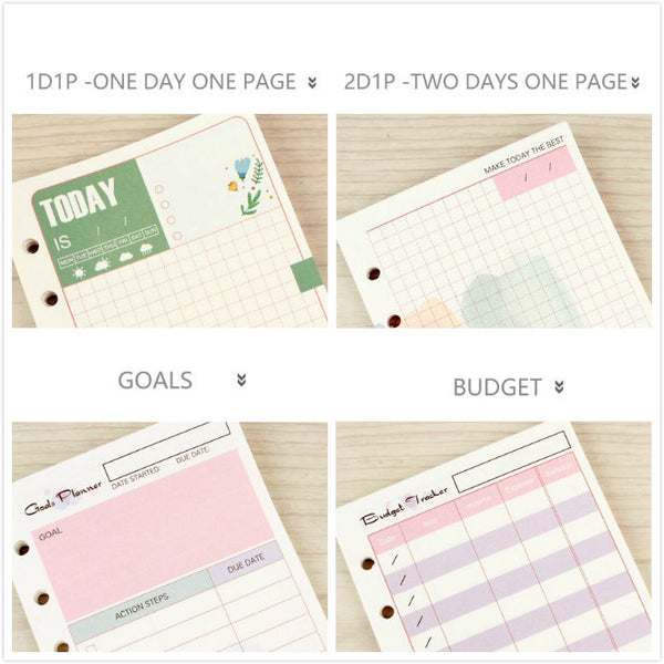 A5/A6 Size 7-Type Binder Planner Refills (40 Sheets)