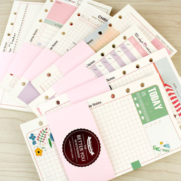 A5/A6 Size 7-Type Binder Planner Refills (40 Sheets)