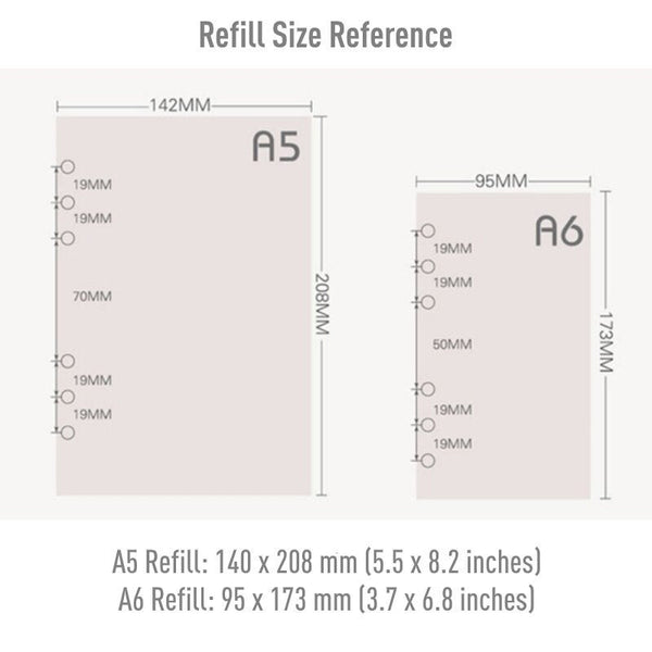 A5/A6 Blank Three-Fold Binder Planner Refills (20 Sheets)