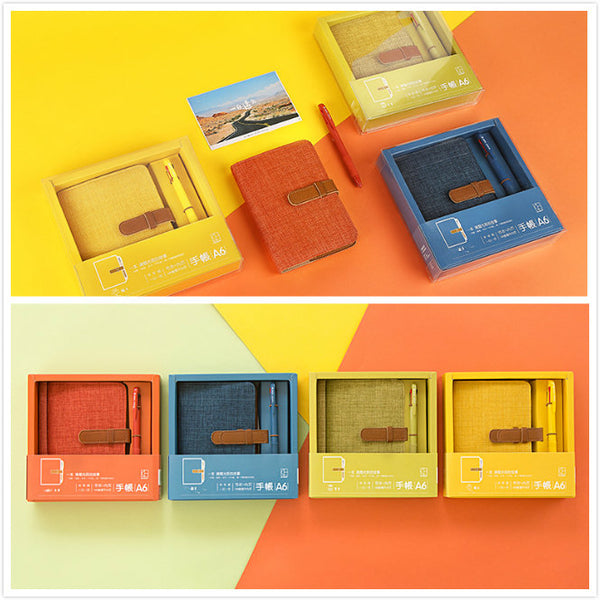 A6 Hobo-Style Planner Set with Refillable Notebook and Pen (4 Colors)