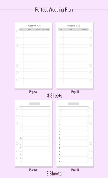 A6 Flannel & Leather Binder Wedding Planner with Refillable Inserts