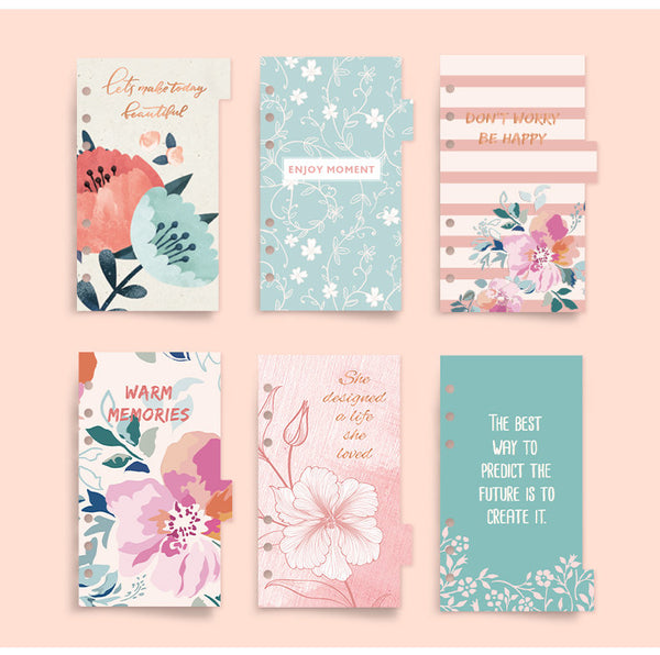 A6 Planner Laminated Divider (Set of 6)