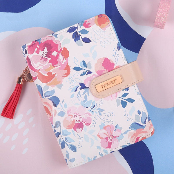 A6 Premium Leather Binder Floral Planner with Refillable Inserts