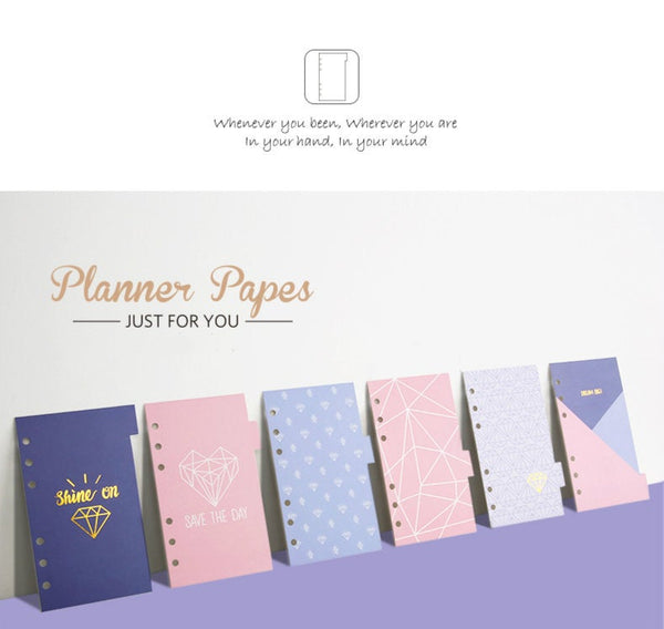 A6 Planner Laminated Divider (Set of 6)