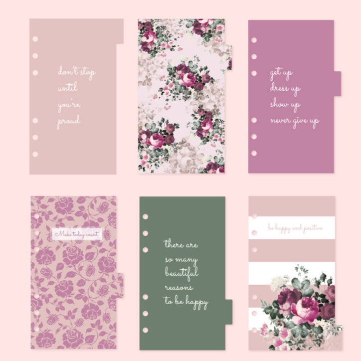 A6 Planner Laminated Divider (Set of 6)
