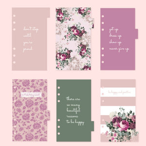 A6 Planner Laminated Divider (Set of 6)