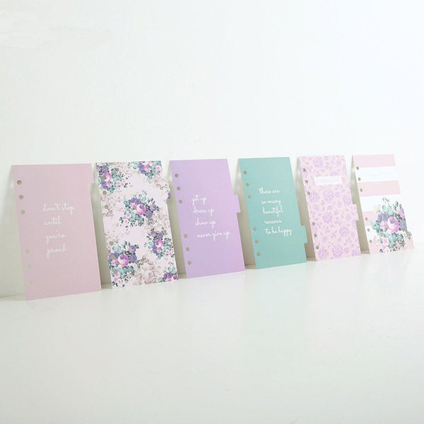 A6 Planner Laminated Divider (Set of 6)