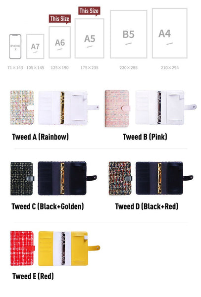 A5/A6 Binder Planner with Tweed Cover and Refills