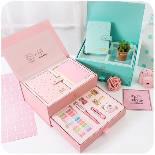 Hello Kitty Planner Gift Set ( A6 Leather Planner, Refills, EF Pen, Sticker and Washi Tape)