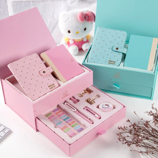 Hello Kitty Planner Gift Set ( A6 Leather Planner, Refills, EF Pen, Sticker and Washi Tape)