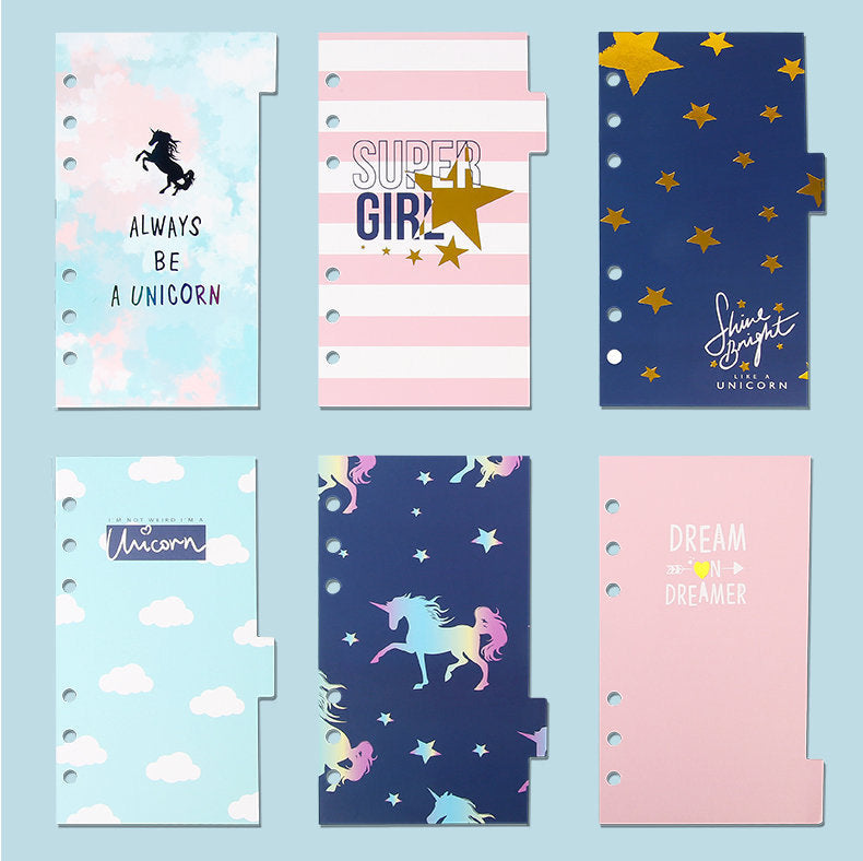 A6 Planner Laminated Divider (Set of 6)