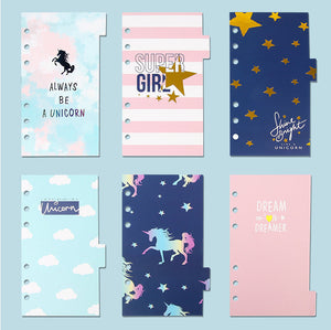 A6 Planner Laminated Divider (Set of 6)