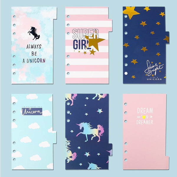 A6 Planner Laminated Divider (Set of 6)