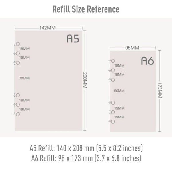 A5/A6 Size 7-Type Binder Planner Refills (40 Sheets)