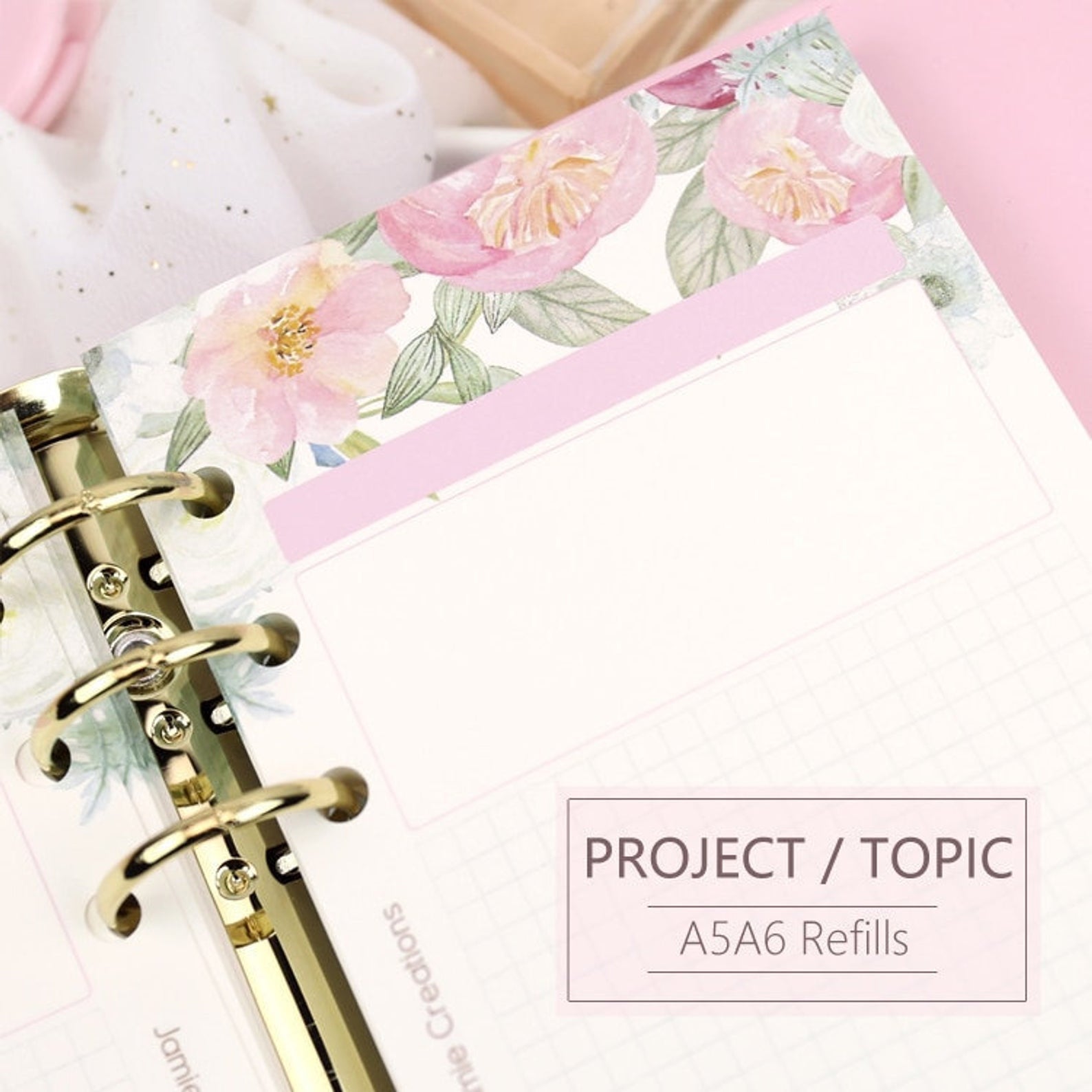 A5/A6 Floral Project/Topic Binder Planner Refills (40 Sheets)