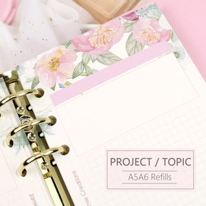 A5/A6 Floral Project/Topic Binder Planner Refills (40 Sheets)