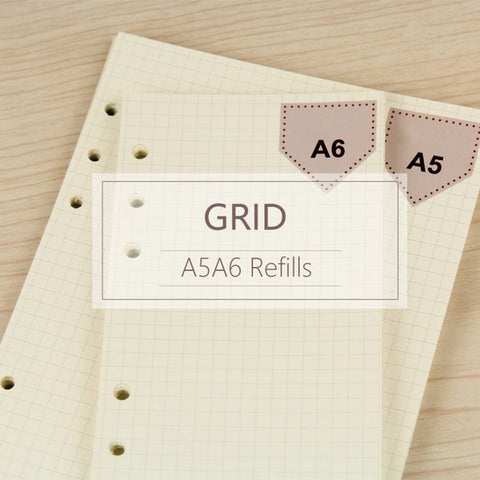 A5/A6 Grid Binder Planner Refills (40 Sheets)